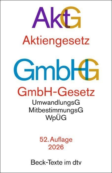 Buchcover und Innenansicht für das Buch: Aktiengesetz, GmbH-Gesetz. AktG GmbHG
