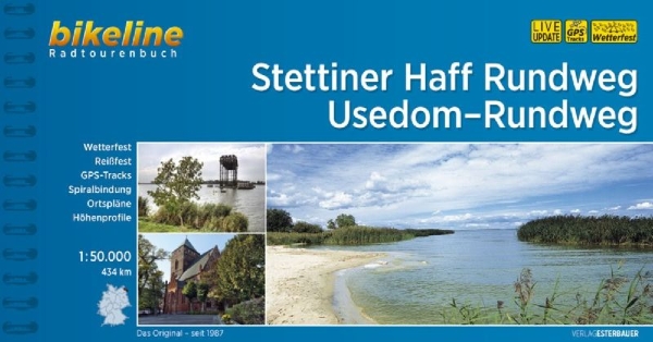 Buchcover und Innenansicht für das Buch: Bikeline Radtourenbuch Stettiner Haff Rundweg . Usedom-Rundweg