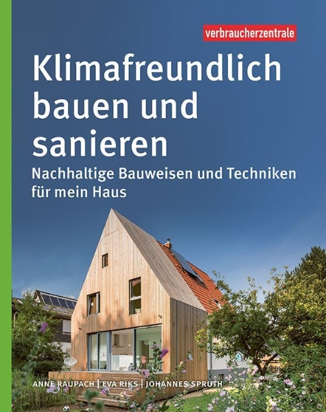 Buchcover und Innenansicht für das Buch: Klimafreundlich bauen und sanieren