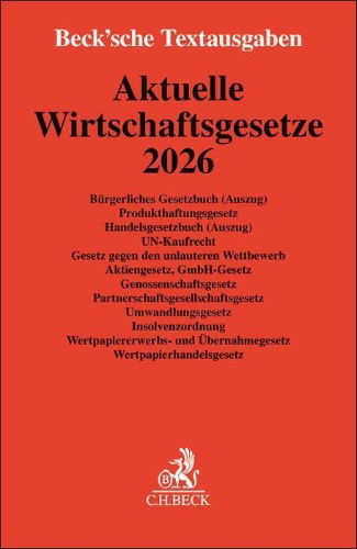 Buchcover und Innenansicht für das Buch: Aktuelle Wirtschaftsgesetze 2026