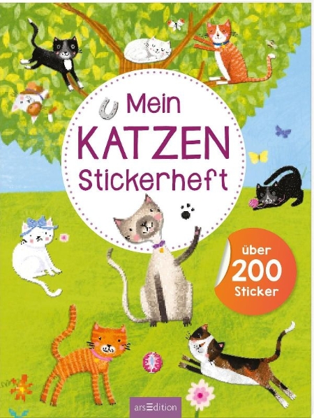 Buchcover und Innenansicht für das Buch: Mein Katzen-Stickerheft