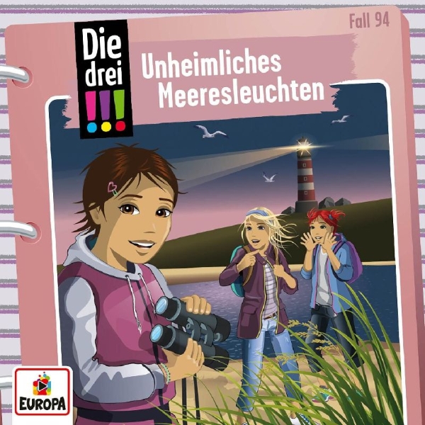 Buchcover und Innenansicht für das Buch: Die drei !!! 94: Unheimliches Meeresleuchten