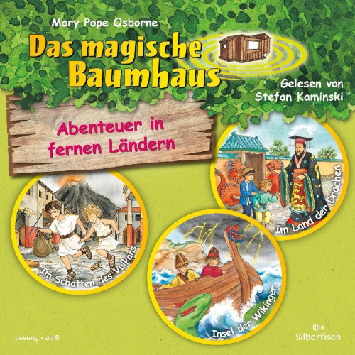 Buchcover und Innenansicht für das Buch: Abenteuer in fernen Ländern. Die Hörbuchbox (Das magische Baumhaus)