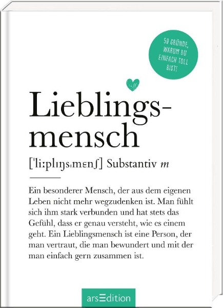 Buchcover und Innenansicht für das Buch: Lieblingsmensch (Substantiv, m)