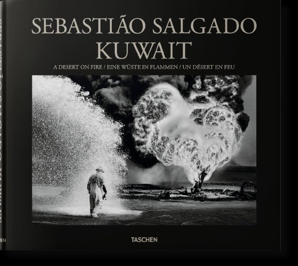 Buchcover und Innenansicht für das Buch: Sebastião Salgado. Kuwait. A Desert on Fire