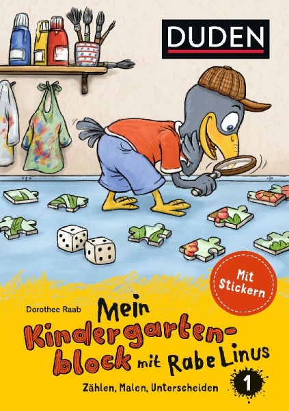 Buchcover und Innenansicht für das Buch: Mein Kindergartenblock mit Rabe Linus 1