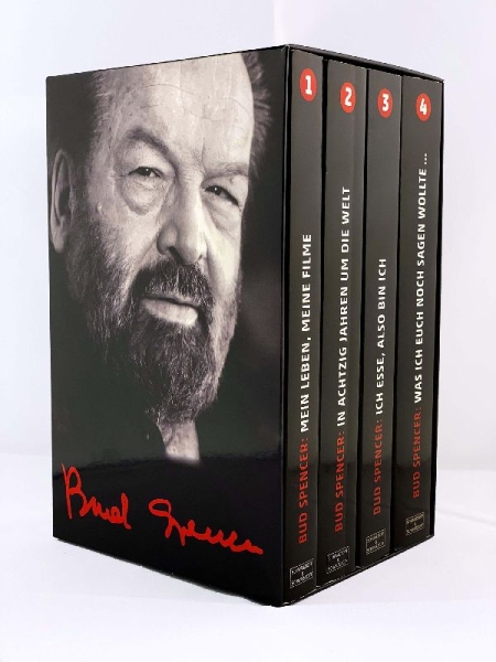 Buchcover und Innenansicht für das Buch: Bud Spencer: Alle vier Bud-Spencer-Paperbacks im Schuber