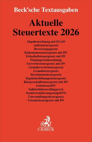 Buchcover und Innenansicht für das Buch: Aktuelle Steuertexte 2026