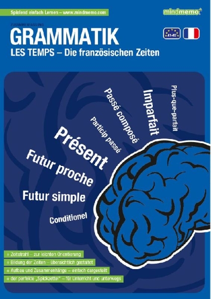 Buchcover und Innenansicht für das Buch: mindmemo Lernfolder - Les temps - Die französischen Zeiten - Zusammenfassung