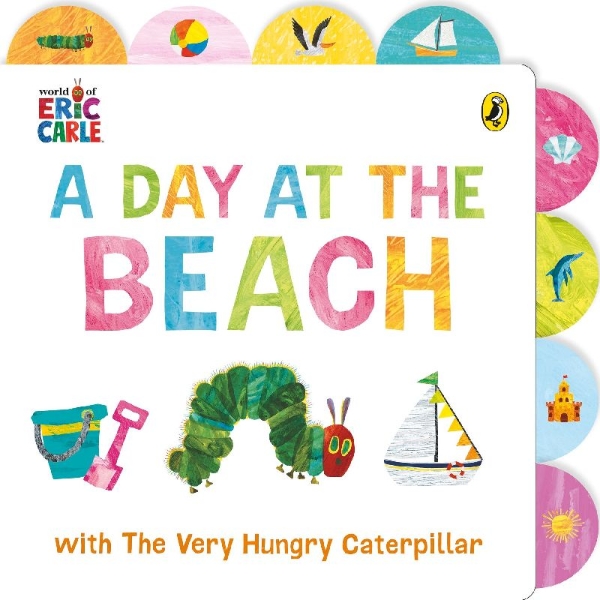Buchcover und Innenansicht für das Buch: A Day at the Beach with The Very Hungry Caterpillar