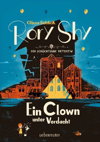 Buchcover und Innenansicht für das Buch: Rory Shy, der schüchterne Detektiv - Ein Clown unter Verdacht (Rory Shy, der schüchterne Detektiv, Bd. 5)