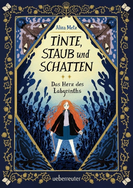 Buchcover und Innenansicht für das Buch: Tinte, Staub und Schatten: Das Herz des Labyrinths. Das große Finale der Bücherlabyrinth-Dilogie . Fantasy-Abenteuergeschichte