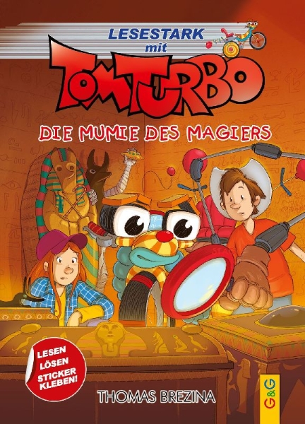 Buchcover und Innenansicht für das Buch: Tom Turbo - Lesestark - Die Mumie des Magiers