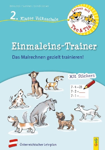 Buchcover und Innenansicht für das Buch: Lernen mit Teo und Tia Mathematik - Einmaleins-Trainer - 2. Klasse Volksschule