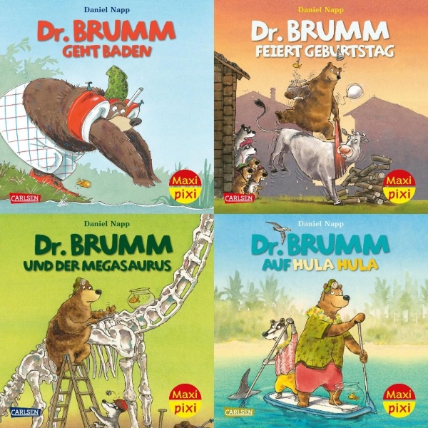 Buchcover und Innenansicht für das Buch: Maxi-Pixi-4er-Set 91: Neues von Dr. Brumm (4x1 Exemplar)