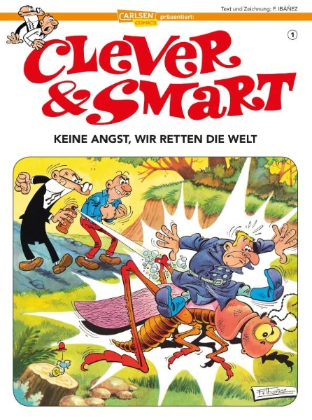 Buchcover und Innenansicht für das Buch: Mortadelo y Filemon: El Sulfato Atomico