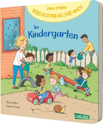 Buchcover und Innenansicht für das Buch: Mein erstes Geschichten-Bilder-Buch: Im Kindergarten