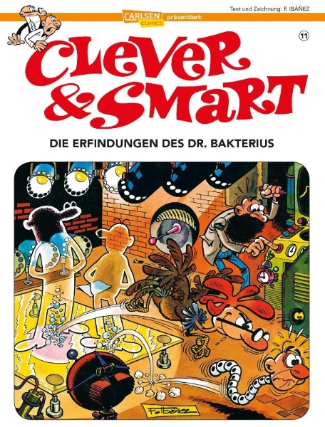 Buchcover und Innenansicht für das Buch: Mortadelo y Filemon: Los inventos del profesor bacterio