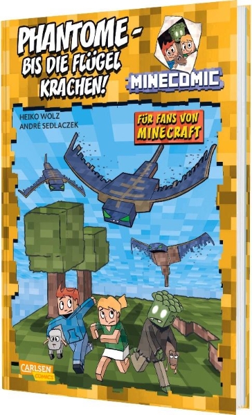 Buchcover und Innenansicht für das Buch: Phantome - bis die Flügel krachen! Für Fans von Minecraft