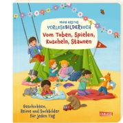 Buchcover und Innenansicht für das Buch: Mein erstes Vorlese-Bilder-Buch: Vom Toben, Spielen, Kuscheln, Staunen