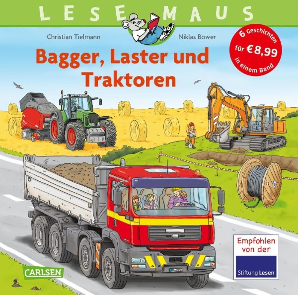 Buchcover und Innenansicht für das Buch: LESEMAUS Sonderbände: Bagger, Laster und Traktoren  - Alles über Fahrzeuge