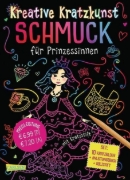 Buchcover und Innenansicht für das Buch: Kreative Kratzkunst: Schmuck für Prinzessinnen: Set mit 10 Kratzbildern, Anleitungsbuch und Holzstift
