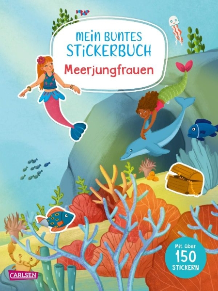 Buchcover und Innenansicht für das Buch: Mein buntes Stickerbuch: Meerjungfrauen