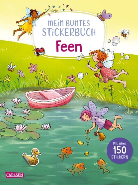 Buchcover und Innenansicht für das Buch: Mein buntes Stickerbuch: Feen