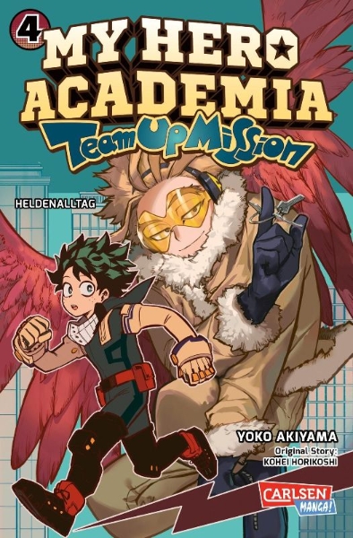 Buchcover und Innenansicht für das Buch: Boku no Hero Academia: Team Up Mission