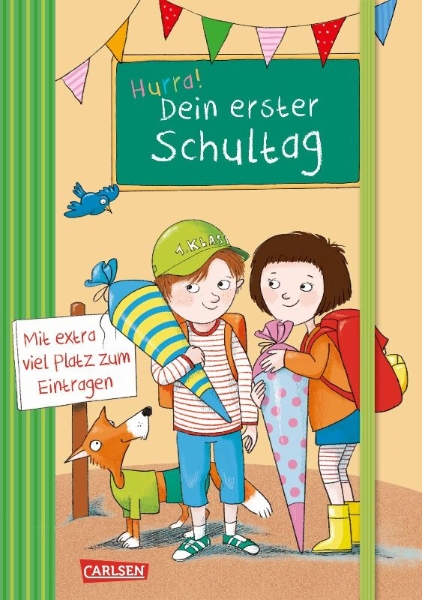 Buchcover und Innenansicht für das Buch: Schlau für die Schule: Hurra! Dein erster Schultag