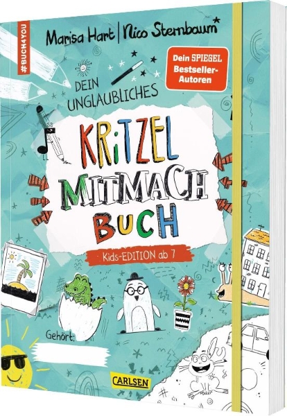 Buchcover und Innenansicht für das Buch: #buch4you: Dein unglaubliches Kritzel-Mitmach-Buch