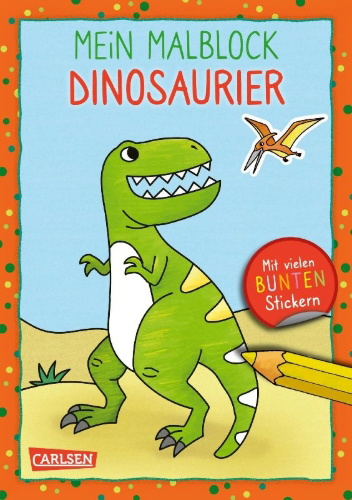 Buchcover und Innenansicht für das Buch: Mein Malblock: Dinosaurier