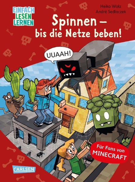 Buchcover und Innenansicht für das Buch: Minecraft 8: Spinnen - bis die Netze beben!