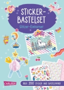 Buchcover und Innenansicht für das Buch: Bastelset für Kinder: Sticker-Bastelset: Glitzer-Einhörner