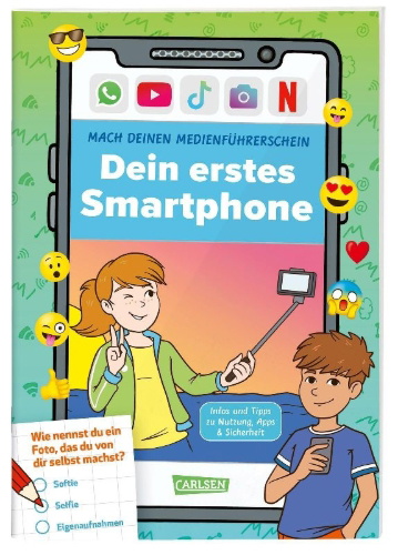 Buchcover und Innenansicht für das Buch: Mach deinen Medienführerschein: Dein erstes Smartphone