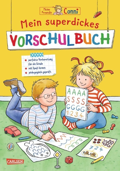Buchcover und Innenansicht für das Buch: Conni Gelbe Reihe: Mein superdickes Vorschulbuch