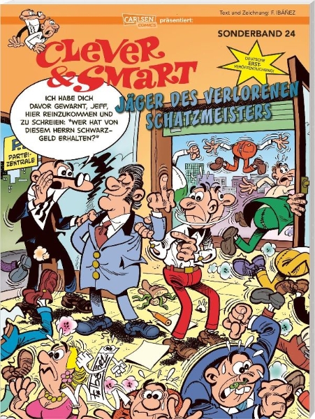 Buchcover und Innenansicht für das Buch: Mortadelo y Filemon: El Tesorero