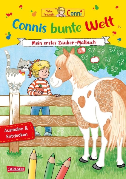 Buchcover und Innenansicht für das Buch: Conni Gelbe Reihe (Beschäftigungsbuch): Connis bunte Welt
