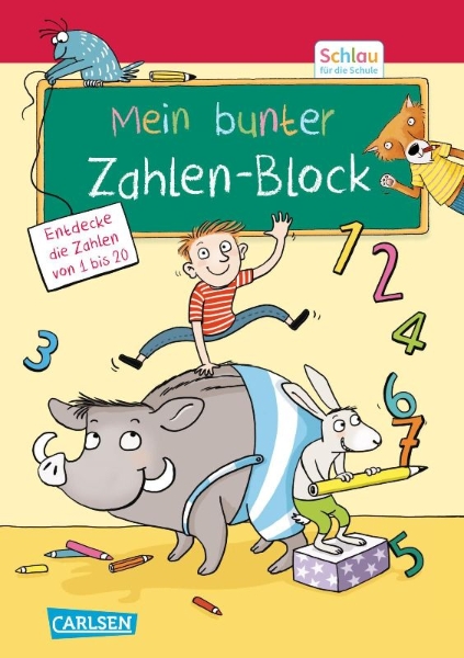 Buchcover und Innenansicht für das Buch: Schlau für die Schule: Mein bunter Zahlen-Block