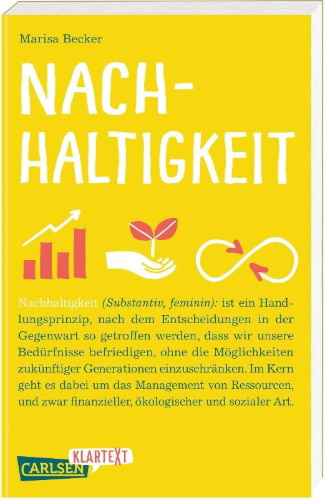 Buchcover und Innenansicht für das Buch: Nachhaltigkeit (Carlsen Klartext)