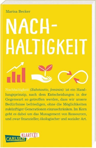 Buchcover und Innenansicht für das Buch: Nachhaltigkeit (Carlsen Klartext)