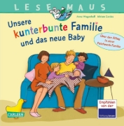 Buchcover und Innenansicht für das Buch: LESEMAUS 173: Unsere kunterbunte Familie und das neue Baby