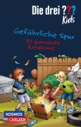 Buchcover und Innenansicht für das Buch: Die drei ??? Kids: Gefährliche Spur. 30 spannende Ratekrimis!