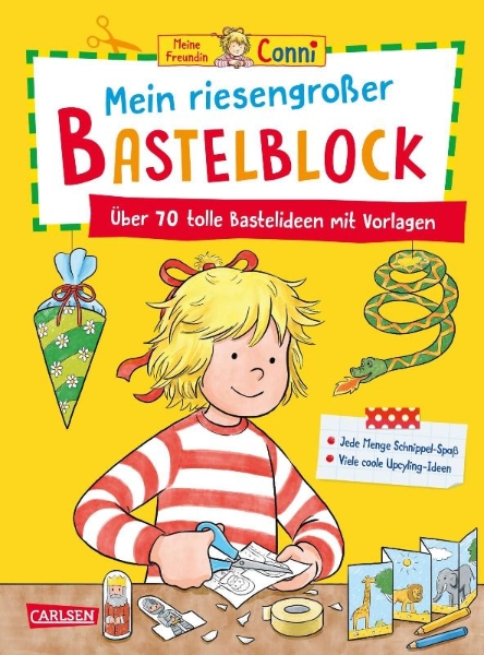 Buchcover und Innenansicht für das Buch: Conni Gelbe Reihe (Beschäftigungsbuch): Mein riesengroßer Bastelblock