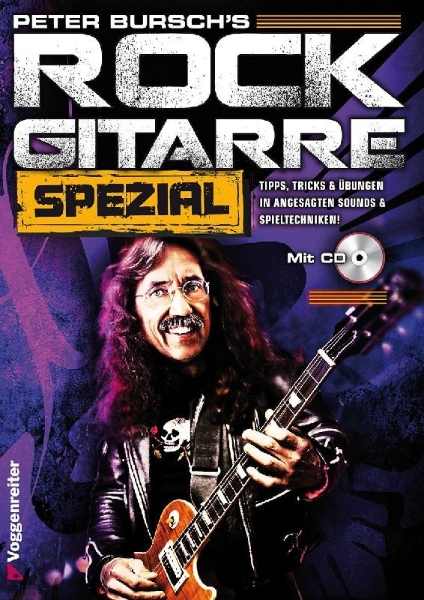 Buchcover und Innenansicht für das Buch: Peter Bursch's Rock Gitarre Spezial