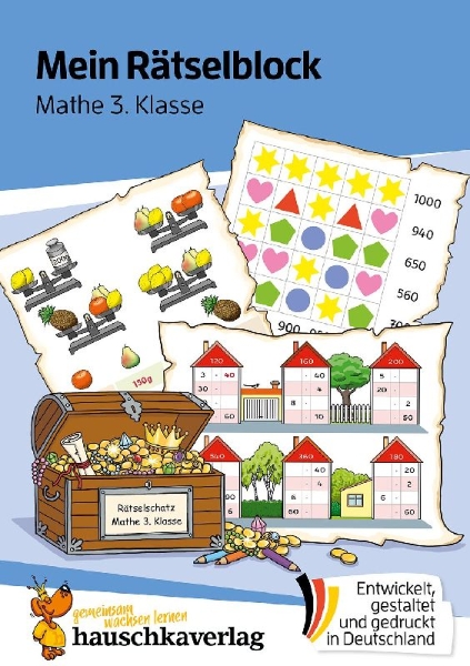 Buchcover und Innenansicht für das Buch: Mein Rätselblock Mathe 3. Klasse