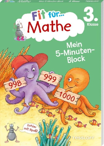 Buchcover und Innenansicht für das Buch: Fit für Mathe 3. Klasse. Mein 5-Minuten-Block