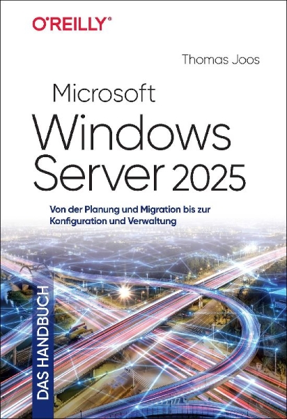 Buchcover und Innenansicht für das Buch: Microsoft Windows Server 2025 - Das Handbuch