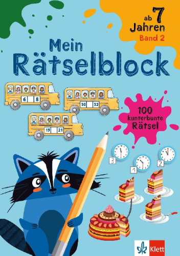 Buchcover und Innenansicht für das Buch: Klett Mein Rätselblock ab 7 Jahren Band 2