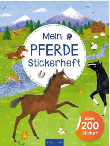Buchcover und Innenansicht für das Buch: Mein Pferde-Stickerheft